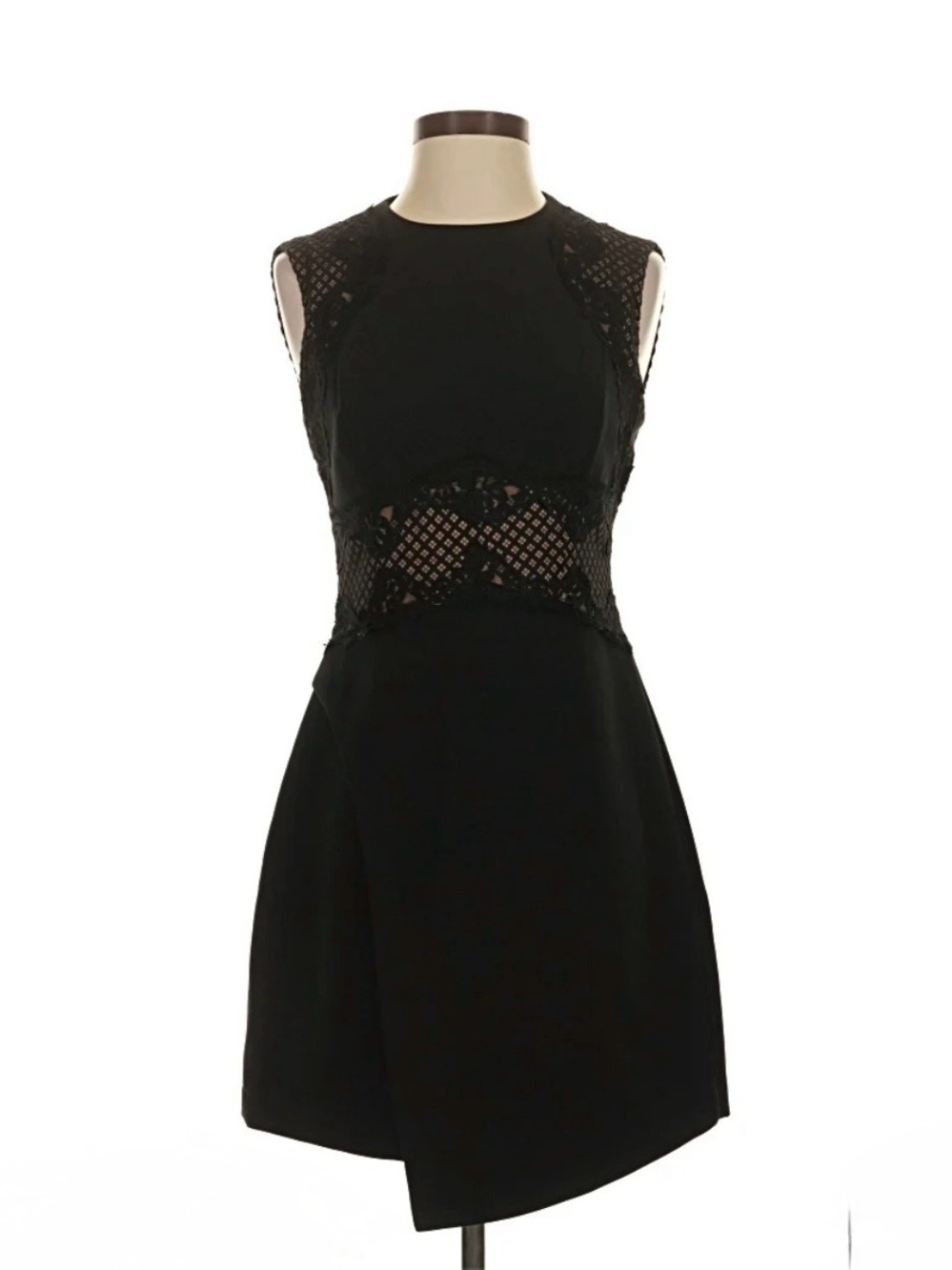 BCBGMaxAzria Black Lace-Insert Sleeveless Mini Dress